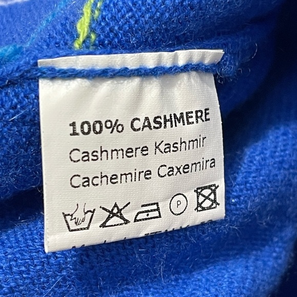 Bullock & Jones Cashmere Cobalt Blue Grid Sweater Size Large Made in Italy - Picture 4 of 5